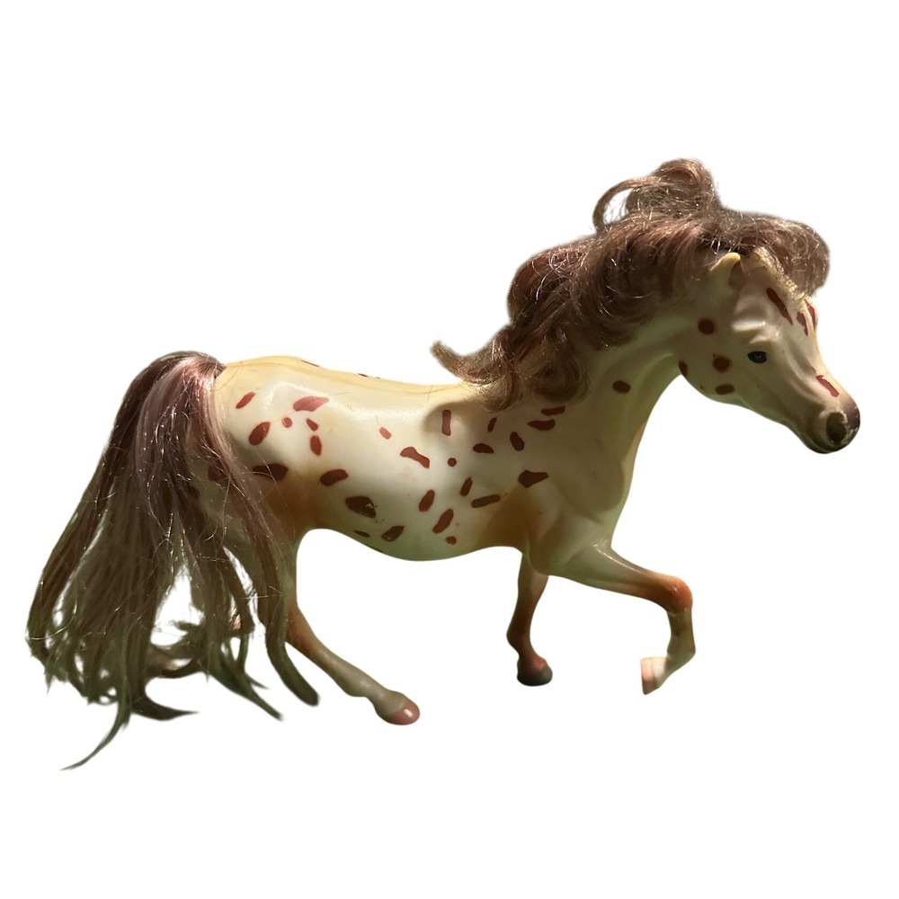Vintage Appaloosa Horse Figurine Leopard Spot Rooted Mane Tail Collectible Toy
